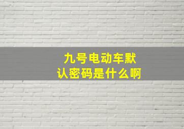 九号电动车默认密码是什么啊