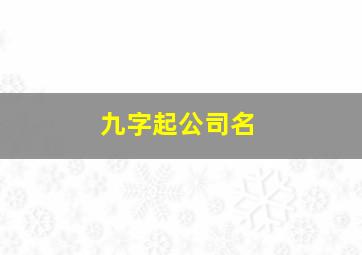 九字起公司名