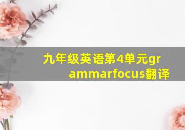 九年级英语第4单元grammarfocus翻译