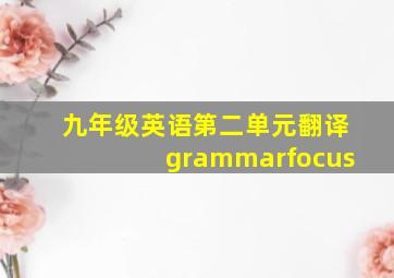 九年级英语第二单元翻译grammarfocus