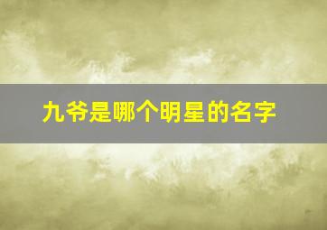 九爷是哪个明星的名字