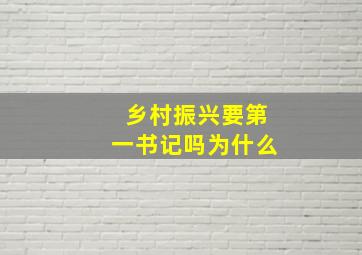 乡村振兴要第一书记吗为什么