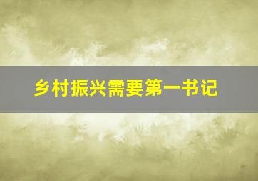 乡村振兴需要第一书记