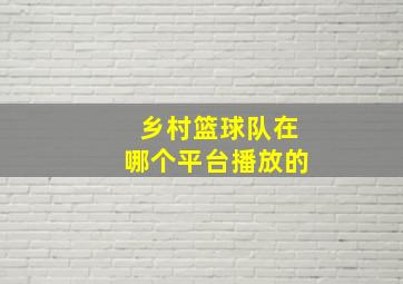 乡村篮球队在哪个平台播放的