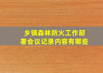 乡镇森林防火工作部署会议记录内容有哪些