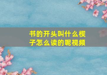 书的开头叫什么楔子怎么读的呢视频