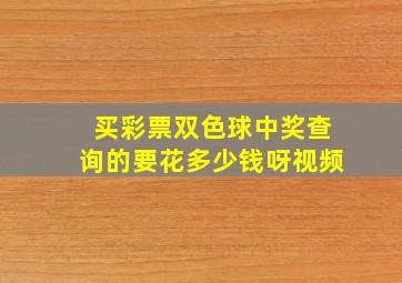 买彩票双色球中奖查询的要花多少钱呀视频