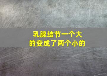 乳腺结节一个大的变成了两个小的