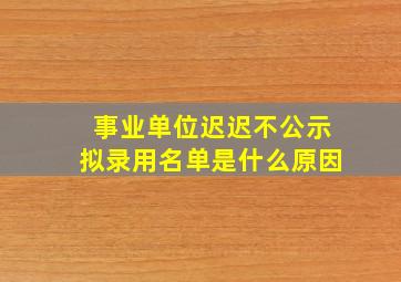 事业单位迟迟不公示拟录用名单是什么原因