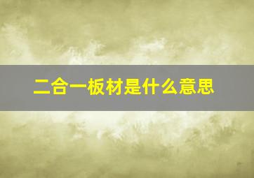 二合一板材是什么意思