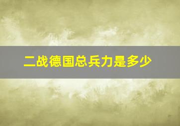 二战德国总兵力是多少