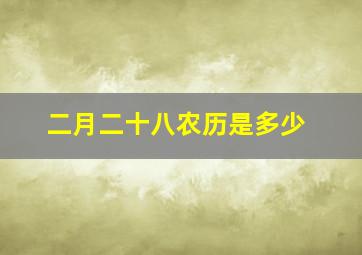 二月二十八农历是多少