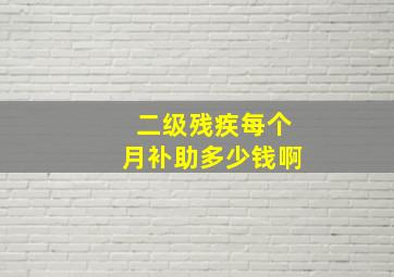 二级残疾每个月补助多少钱啊