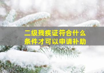 二级残疾证符合什么条件才可以申请补助