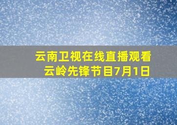 云南卫视在线直播观看云岭先锋节目7月1日