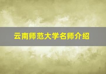 云南师范大学名师介绍