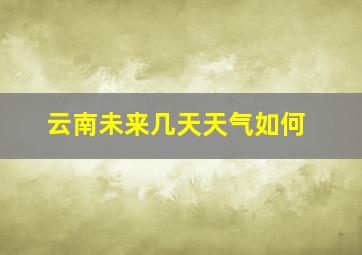 云南未来几天天气如何