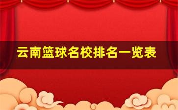 云南篮球名校排名一览表