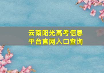 云南阳光高考信息平台官网入口查询