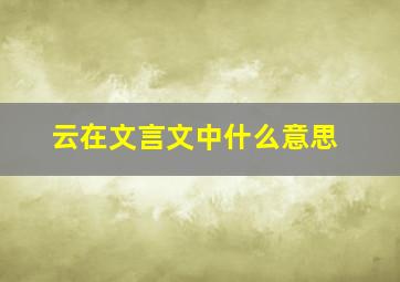 云在文言文中什么意思