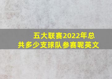 五大联赛2022年总共多少支球队参赛呢英文