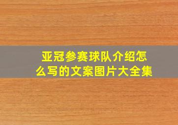 亚冠参赛球队介绍怎么写的文案图片大全集