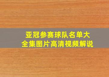 亚冠参赛球队名单大全集图片高清视频解说