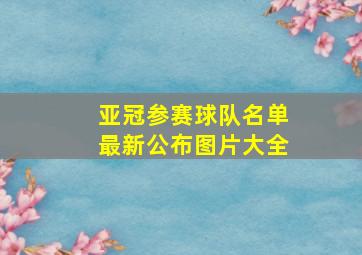 亚冠参赛球队名单最新公布图片大全