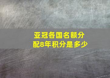 亚冠各国名额分配8年积分是多少