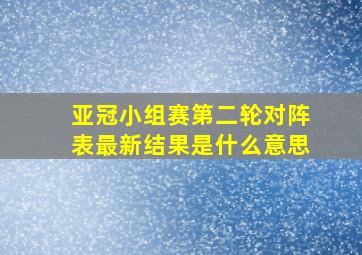 亚冠小组赛第二轮对阵表最新结果是什么意思