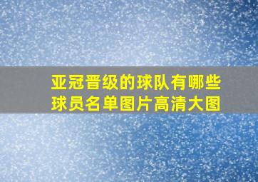 亚冠晋级的球队有哪些球员名单图片高清大图