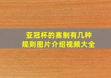 亚冠杯的赛制有几种规则图片介绍视频大全