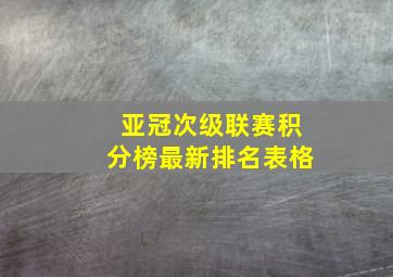 亚冠次级联赛积分榜最新排名表格