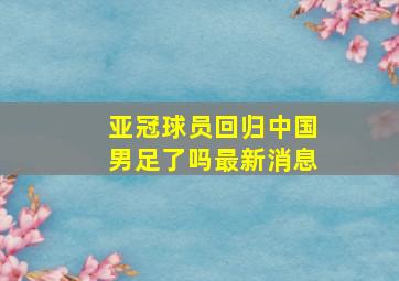 亚冠球员回归中国男足了吗最新消息