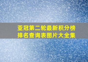 亚冠第二轮最新积分榜排名查询表图片大全集