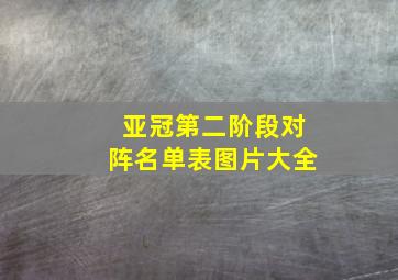 亚冠第二阶段对阵名单表图片大全