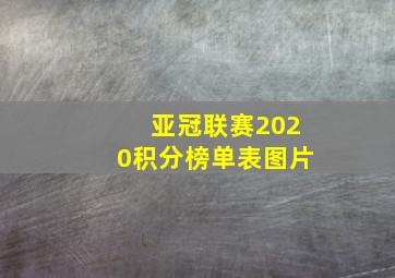 亚冠联赛2020积分榜单表图片