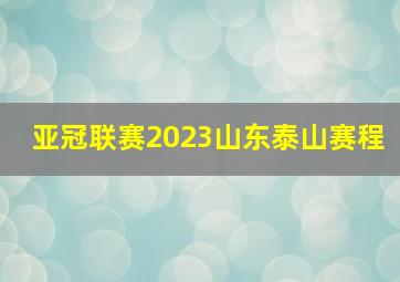 亚冠联赛2023山东泰山赛程