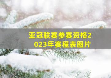 亚冠联赛参赛资格2023年赛程表图片