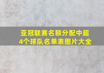 亚冠联赛名额分配中超4个球队名单表图片大全