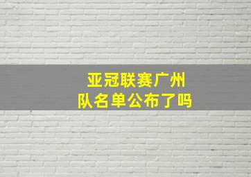 亚冠联赛广州队名单公布了吗