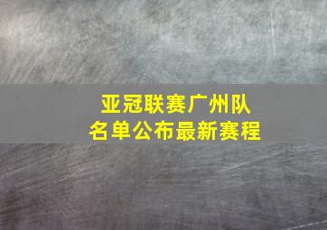 亚冠联赛广州队名单公布最新赛程