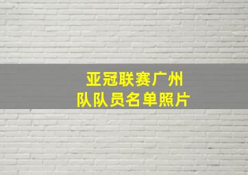 亚冠联赛广州队队员名单照片