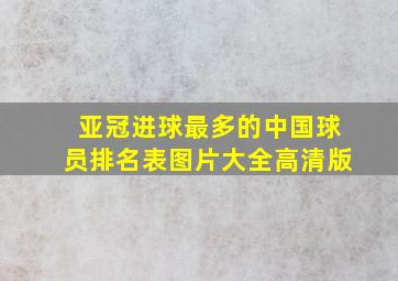 亚冠进球最多的中国球员排名表图片大全高清版