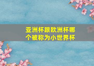 亚洲杯跟欧洲杯哪个被称为小世界杯