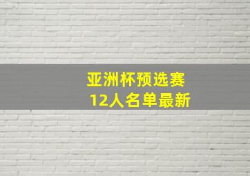 亚洲杯预选赛12人名单最新