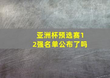 亚洲杯预选赛12强名单公布了吗