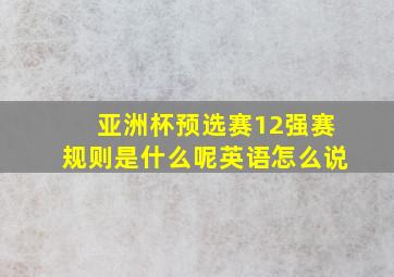 亚洲杯预选赛12强赛规则是什么呢英语怎么说