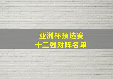 亚洲杯预选赛十二强对阵名单