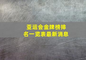 亚运会金牌榜排名一览表最新消息